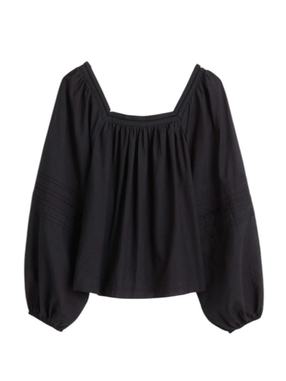 Madewell Black Square-Neck Billowy Blouse